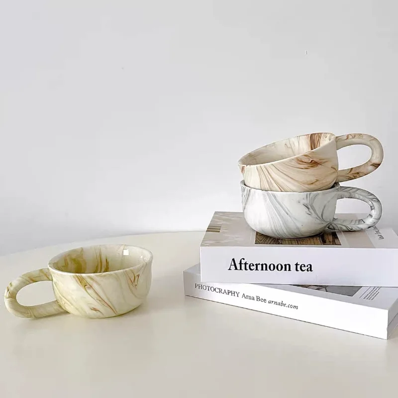 

Han Irregular Handheld Ink Marble Pattern Coffee Cup Milk Cup Oat Cup Mark Cup Gift Mugs Coffee Cups