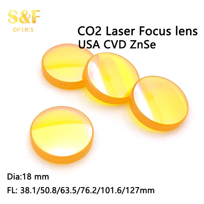 Оптический CO2 лазер Meniscus/Plano USA CVD Znse фокусный объектив диаметром 18 мм FL38.1/50 8/63 5/76