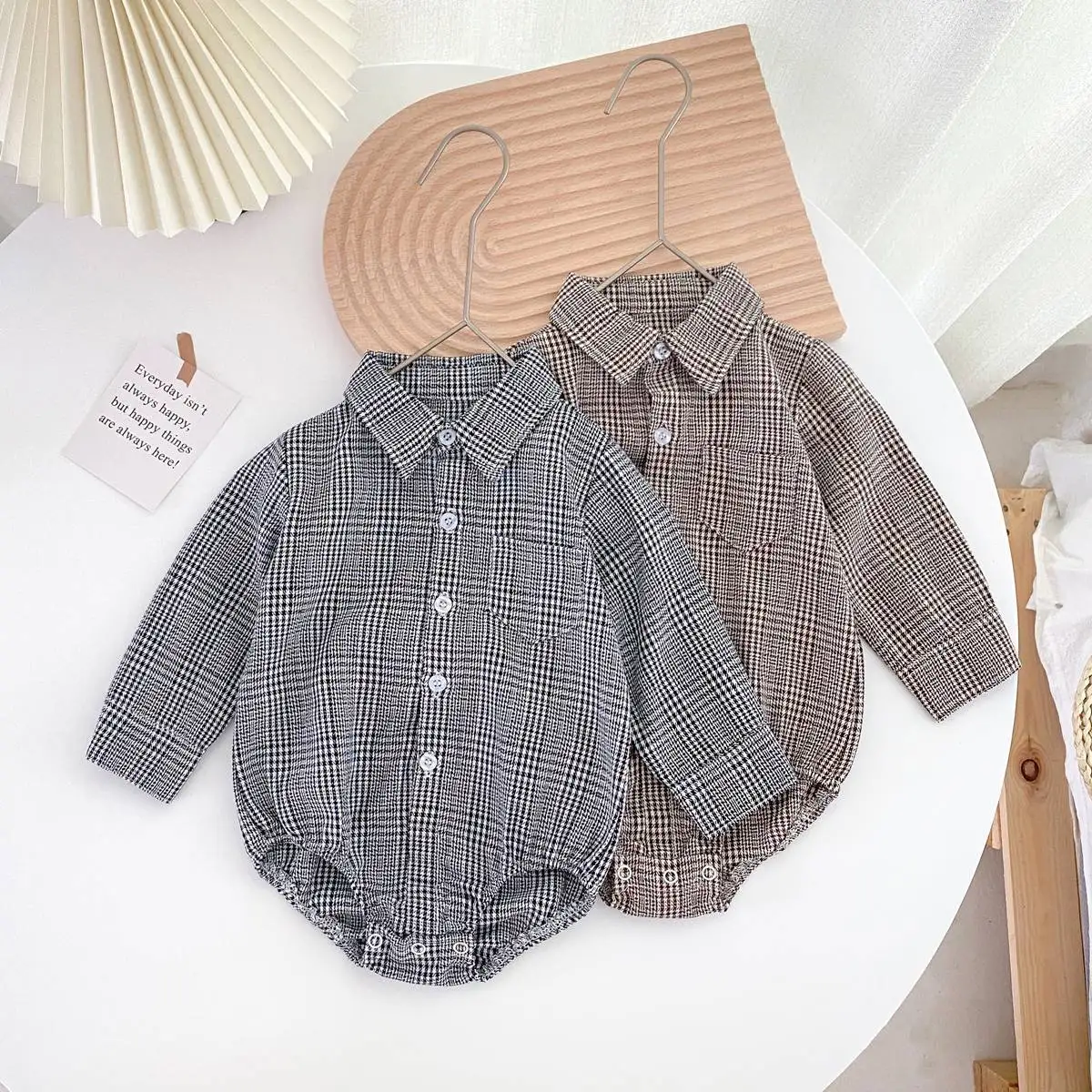 

Newborn Costume Autumn Houndstooth Plaid England Style Boy Baby Cardigan Gentleman Bodysuit Girl Infant Cotton Fashion Onesie