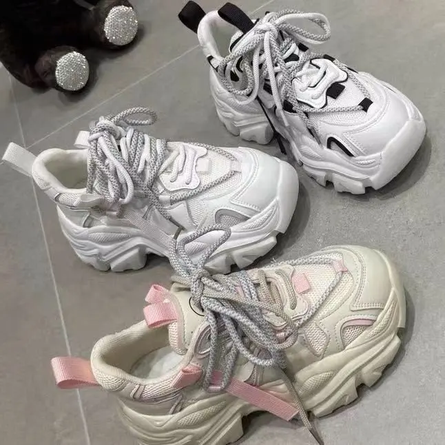 

Повседневная Спортивная обувь из натуральной кожи для женщин на весну, лето и осень 2023, новая сетчатая дышащая спортивная обувь с подъемом