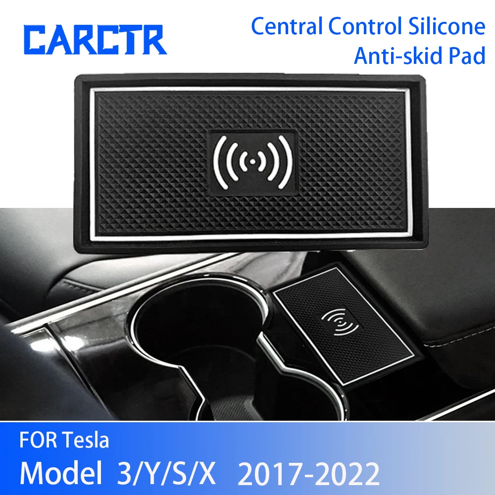 

CARCTR Central Control Silicone Anti-skid Pad for Tesla 3 Y S X Rubber Pad Interior Mobile Phone Mat Trim Instrument Table Pad