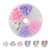 1box acrylic beads spacer mixed star heart round shape transparent rainbow color loose beads for diy bracelet jewelry making