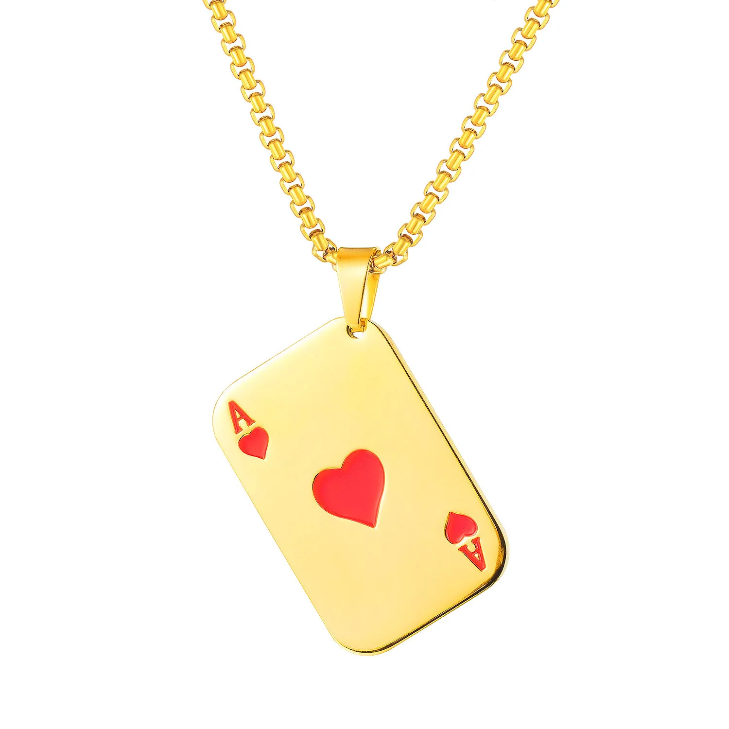 

Hip Hop CARDS Pendant Nightclub Tide Restoring Ancient Ways of Spades A Red Peach A Stainless Steel Necklace