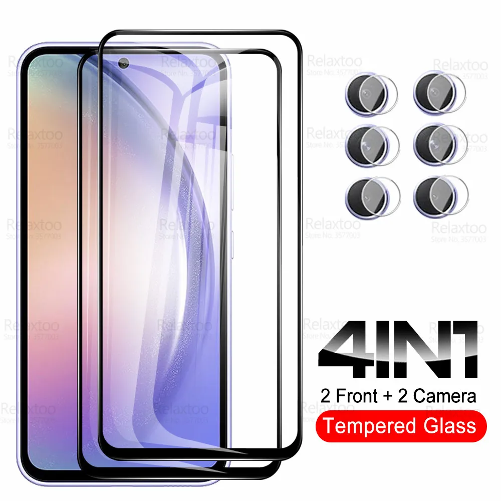 

4in1 Camera Tempered Glass For Samsung Galaxy A54 Screen Protector Samung A34 5G A24 A14 4G A 54 34 24 14 Cover Protective Films