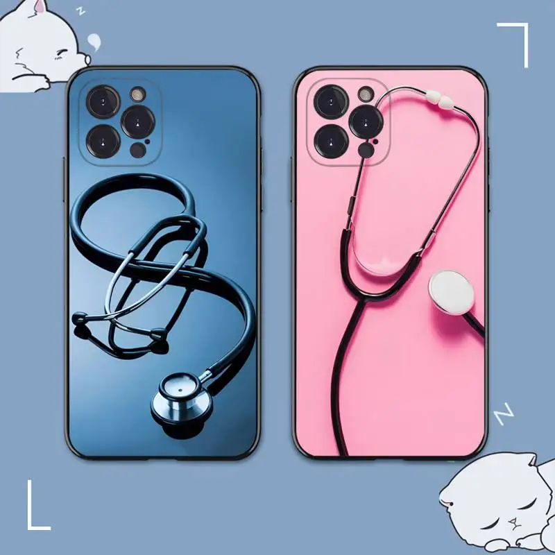 

Medical Medicine stethoscope Phone Case For iPhone 8 7 6 6S Plus X SE 2020 XR XS 14 11 12 13 Mini Pro Max Mobile Case