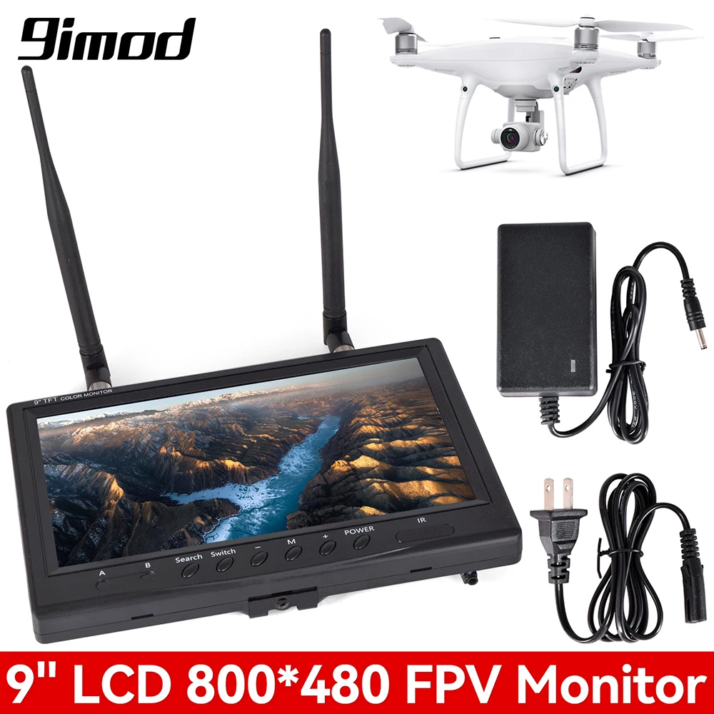 9IMOD 5 8G 9-дюймовый FPV монитор ЖК HD экран 800x480 16:9 NTSC/PAL автоматический поиск со