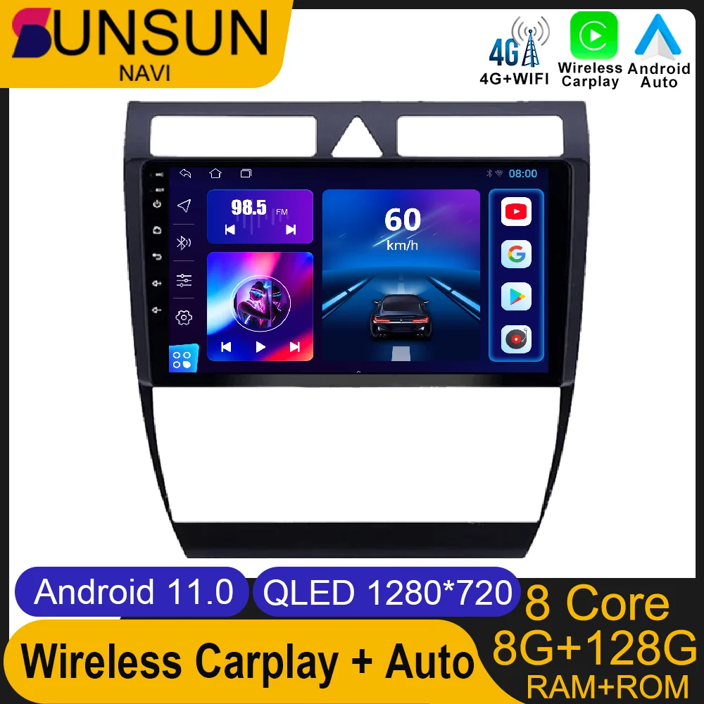 

Android 11 для Audi A6 C5 S6 RS6 1997 - 2004 автомобильное радио, стерео, мультимедиа, GPS, видеоплеер, беспроводная навигация для Carplay, DSP 4G