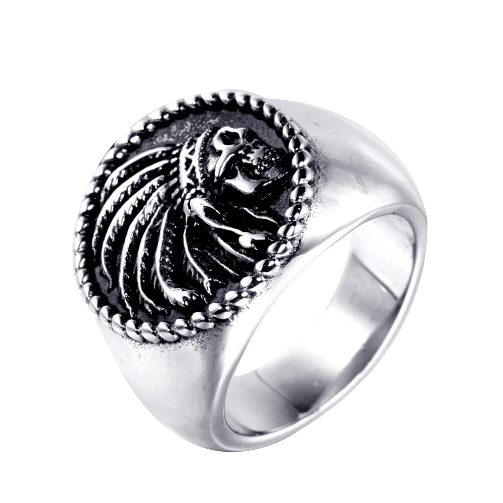 

Foreign Trade Europe and America Retro Men's Titanium Steel Rings Wholesale Round Feather Clan Chief Stainless Steel Rings