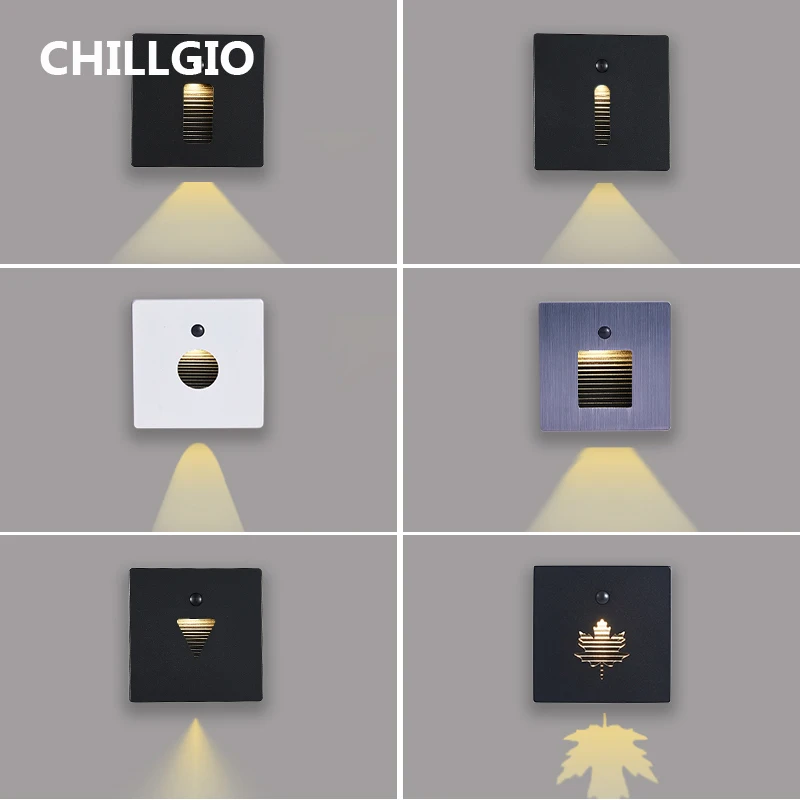 

Магнитный сенсорный светильник для лестницы CHILLGIO Ressessed, наружное алюминиевое бра, светодиодный ночник в скандинавском стиле, водонепроницаемый комнатный светильник