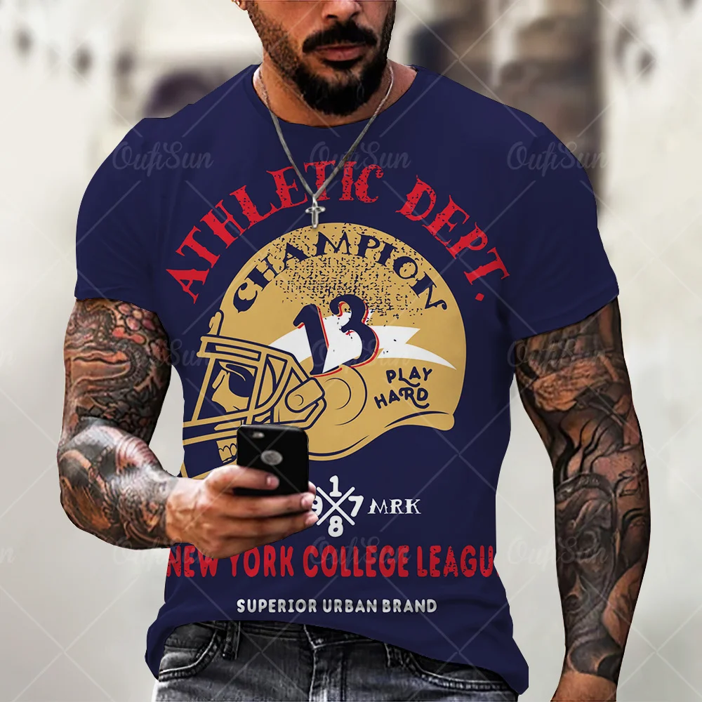 

Мужская быстросохнущая дышащая футболка, Повседневная футболка с коротким рукавом, круглым вырезом и 3d принтом букв, модный трендовый стил...