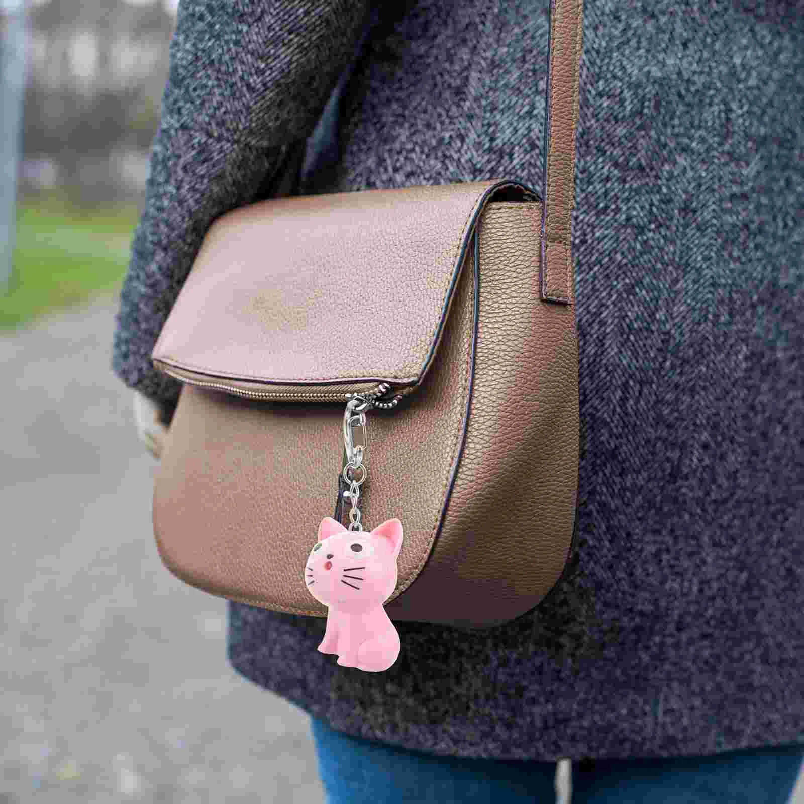 

4 Pcs Cheese Cat Keychain Hanging Ornament Cartoon Kids Backpack Keychains Small Sound Keyring Abs Light Child Mini