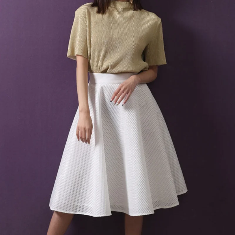 

Юбка-миди сетчатая с завышенной талией, трапециевидная