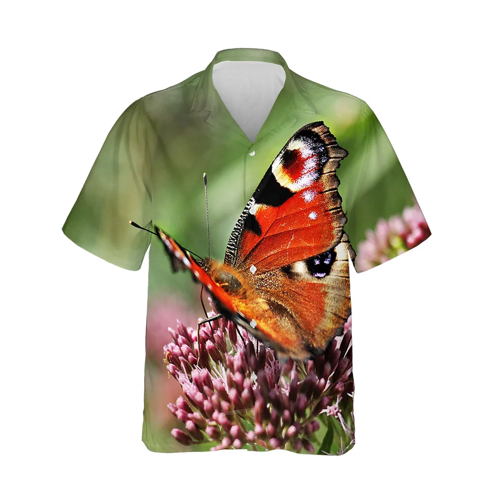 Jumeast 3D Summer Men Shirt Butterfly Series Mens Hawaiian Shirt Short Sleeve Fashion Comfortable Streetwear Breathable Blouses