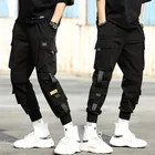 Брюки-карго мужские с лентами, повседневные джоггеры, штаны Techwear, тактические брюки-карго в стиле хип-хоп, уличная одежда