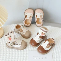 spring autumn new baby girls leather shoes solid color t strap pirncess shoes childrens flats toddler first walkers