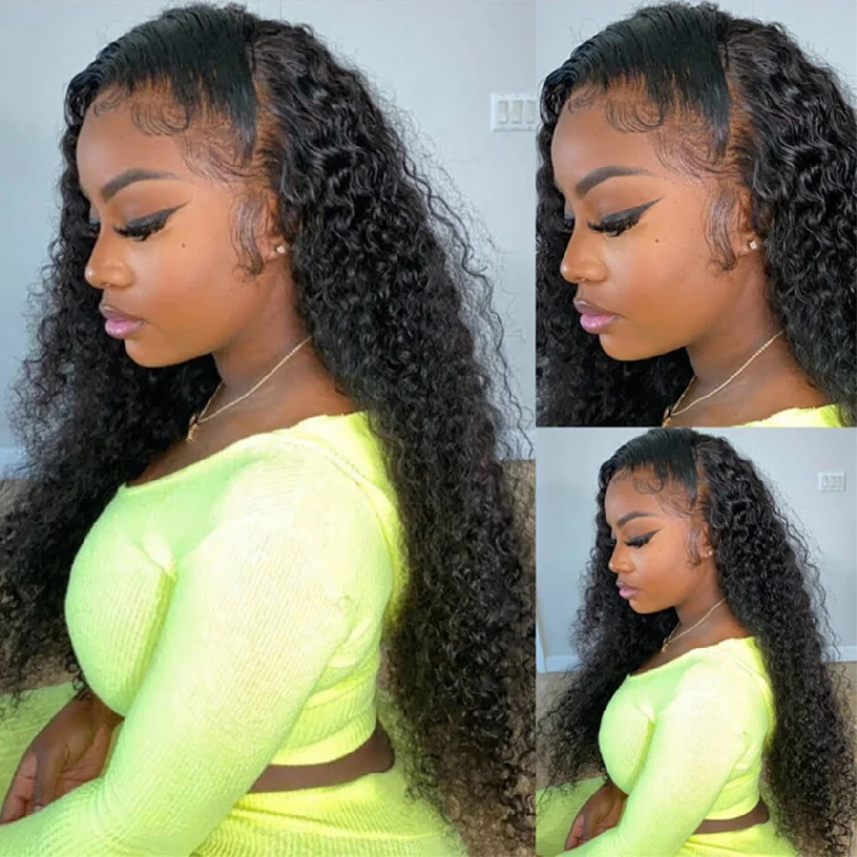 

Deep Curly Lace Front Wig Human Hair 13x4 HD Lace Front Wigs Human Hair Pre Plucked HD Transparent Lace Frontal Closure Wigs