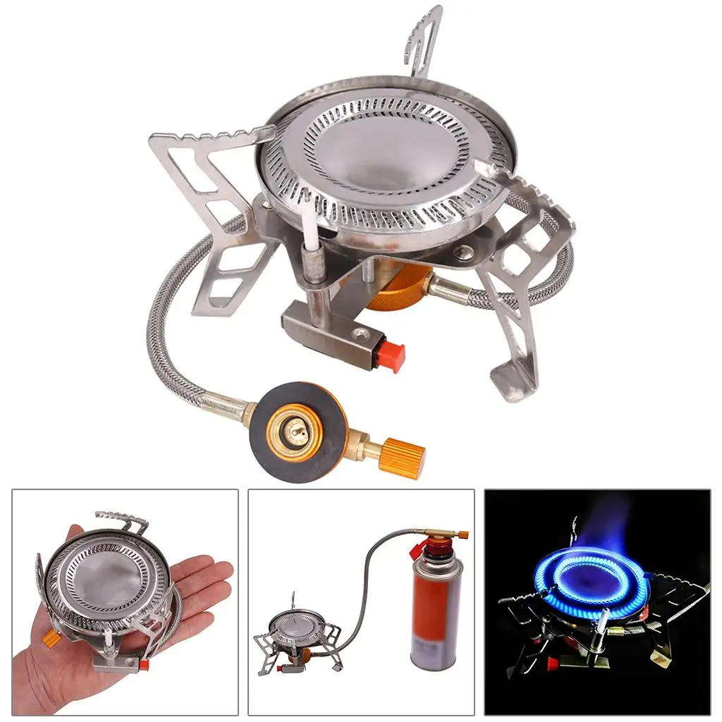 

Portable Gas Camping Stove Backpacking with Carrying Case Cooking Windproof
