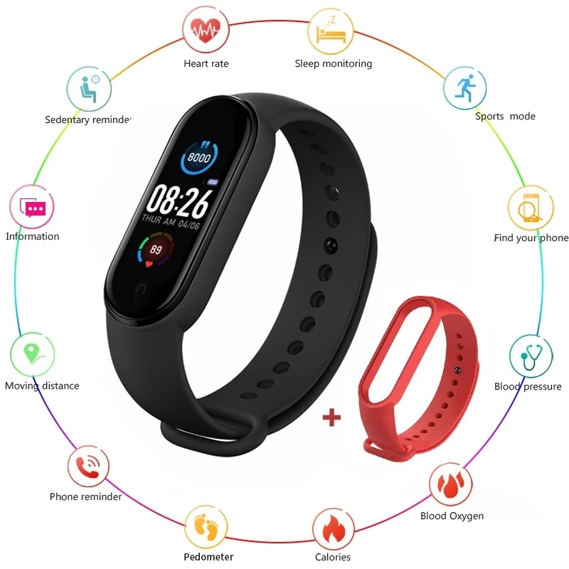 

Смарт-часы M5 с шагомером, пульсометром и тонометром