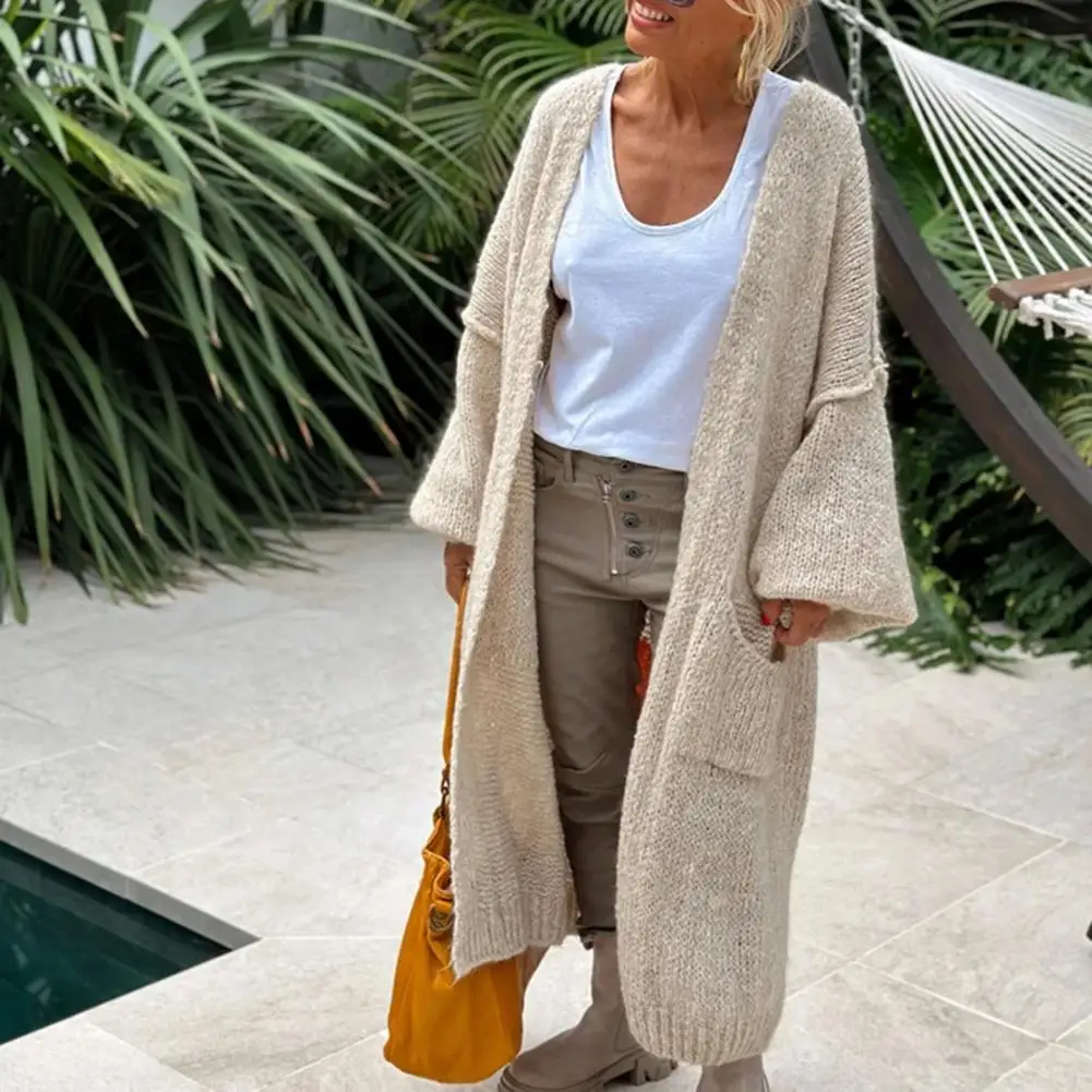 Свитер с длинным рукавом элегантный женский вязаный кардиган пальто для