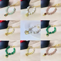 24k gold pendant natural rhinestone bracelet irregular stretch chip beads bracelets bangles for women crystal wristband jewelry