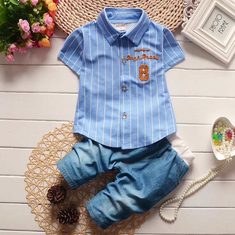 

Summer Baby Boy Clothes Striped Shirts Kids Designer Clothes Toddler Shorts Sets 2 Piece Set Ropa Verano Conjuntos Para Bebe