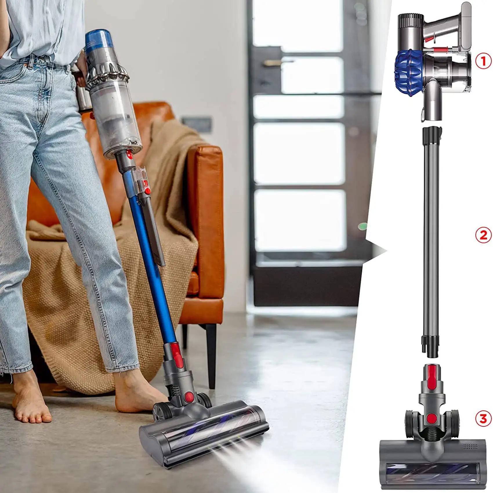 

Electric Brush with Direct Drive Brush and Lock Accessories for Dyson V7, V8, V10, V11, SV12, SV14 Vacuum Cleaner