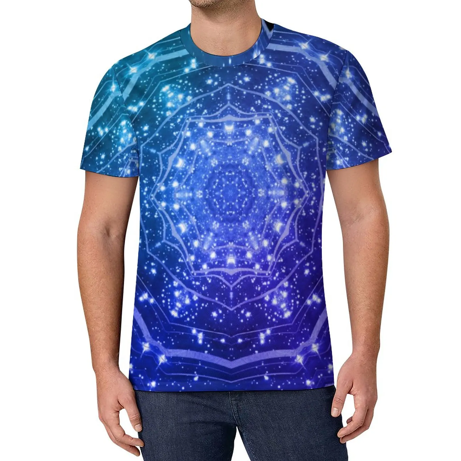 

Фиолетовая футболка с эффектом омбре, ретро футболки с рисунком Галактики, ночного неба, топы с коротким рукавом, уличная одежда, топы оверсайз