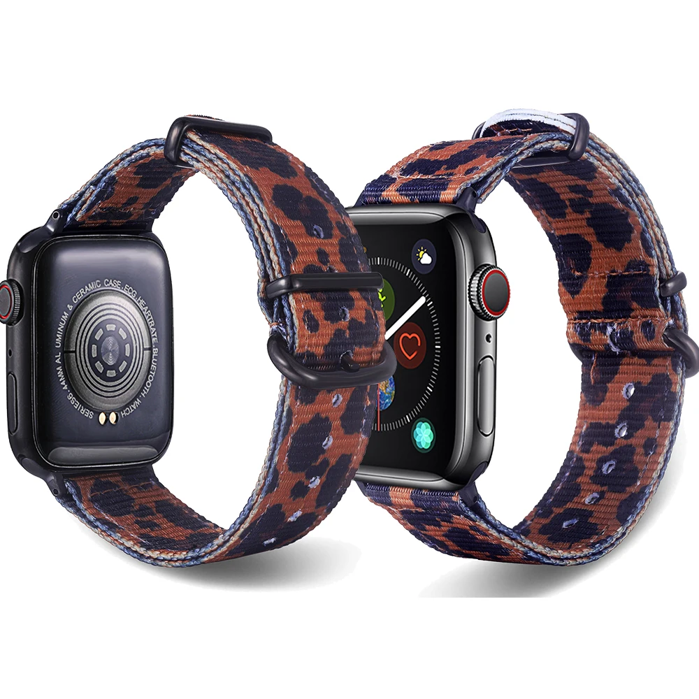 Ремешок для Apple Watch Series 7/SE/6/5/4/3/2/1 леопардовый браслет с американским флагом 42/44/45