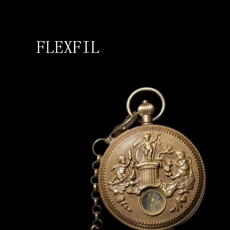 

Часы наручные FLEXFIL с медным ремешком, винтажные модные карманные, ручная работа, с турбийоном
