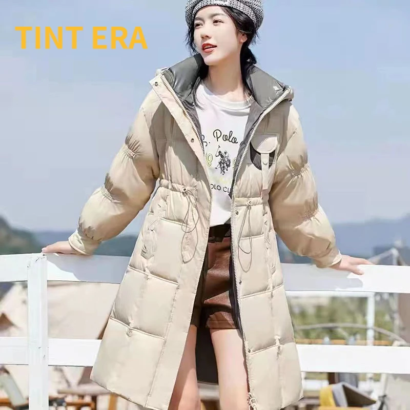 

TINT ERA Autumn Winter Down Jacket Women's Medium Length New 90% White Duck Down Wash Free Fashion Thick Coat 2022 Femme
