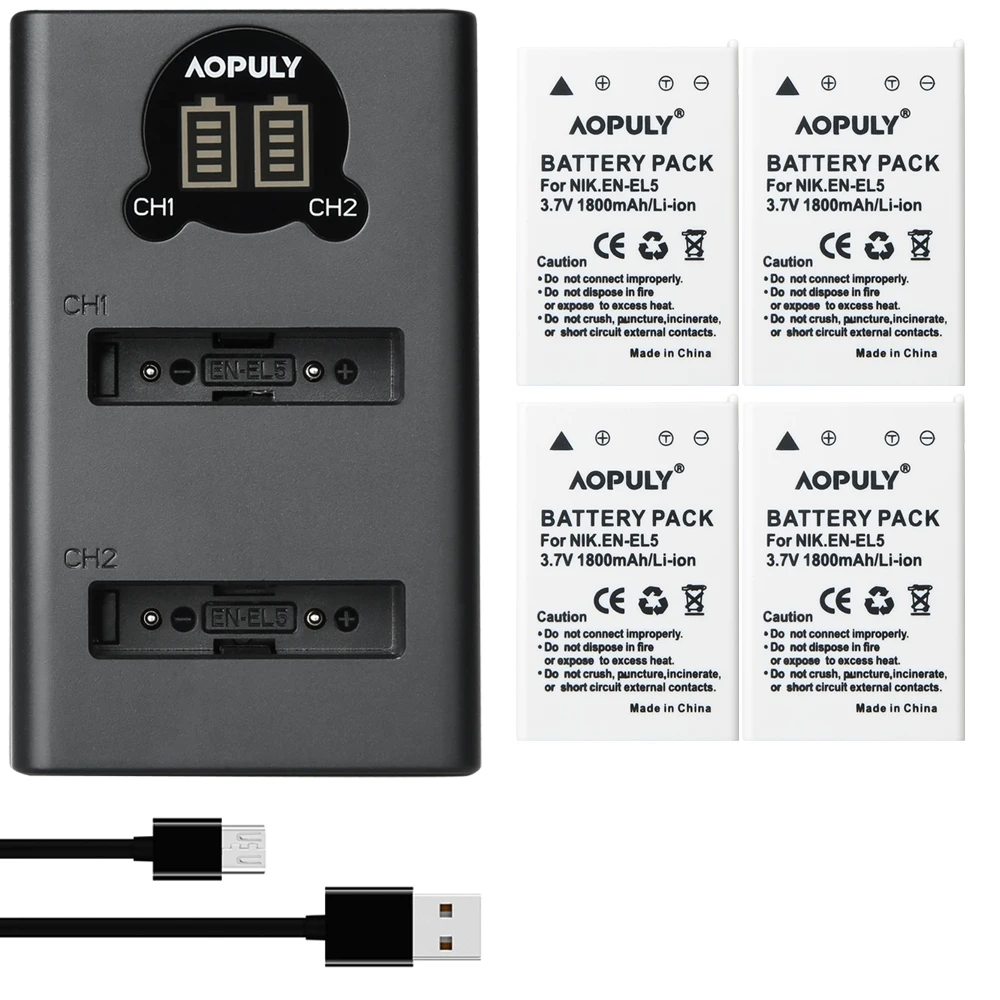 

Для аккумулятора камеры Nikon EN-EL5 ENEL5 и зарядное устройство USB с ЖК-дисплеем для Nikon Coolpix P530 P520 P510 P100 P500 P5000 P5100 P6000 3700 4200