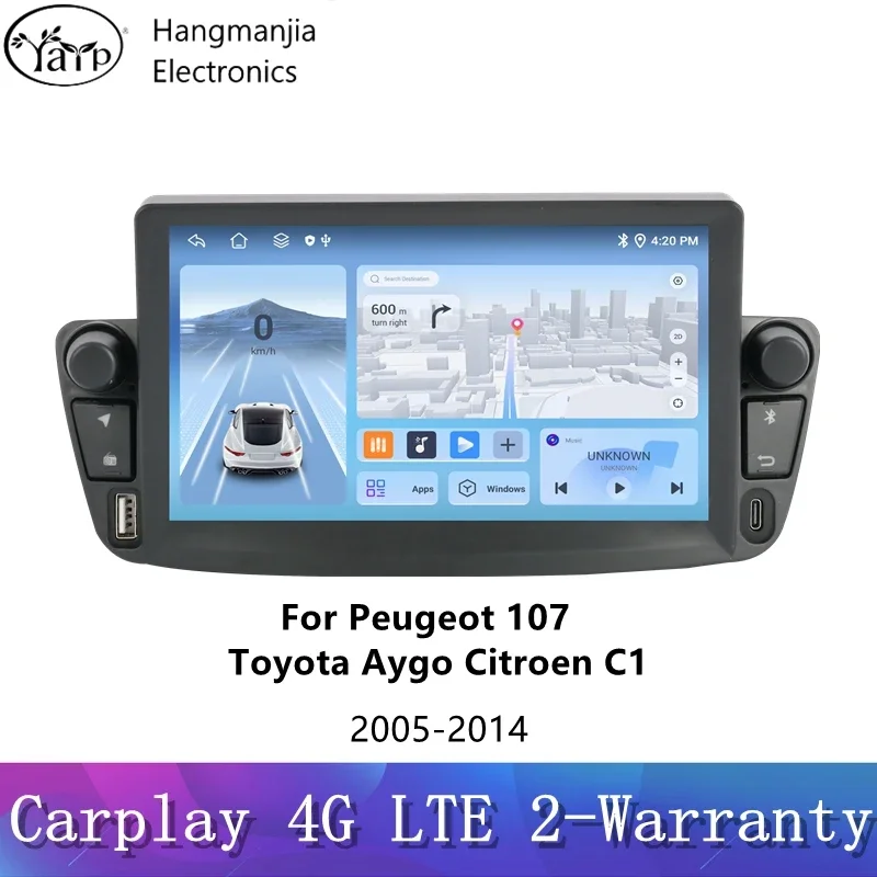 Автомобильный радиоприемник hangmanjia для Peugeot 107 Toyota Aygo Citroen C1 2005-2014 беспроводной CarPlay