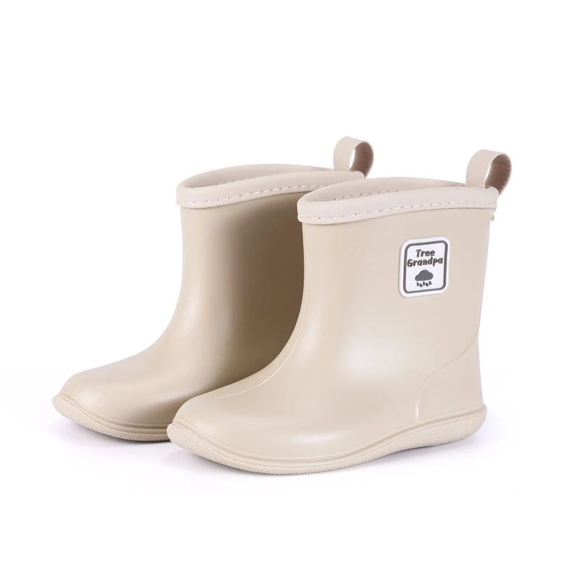 New Solid PVC Children Rain Boots Waterproof Anti Slip Toddler Boys Girls Rainboots Soft Bottom Slip On Kids Water Shoes