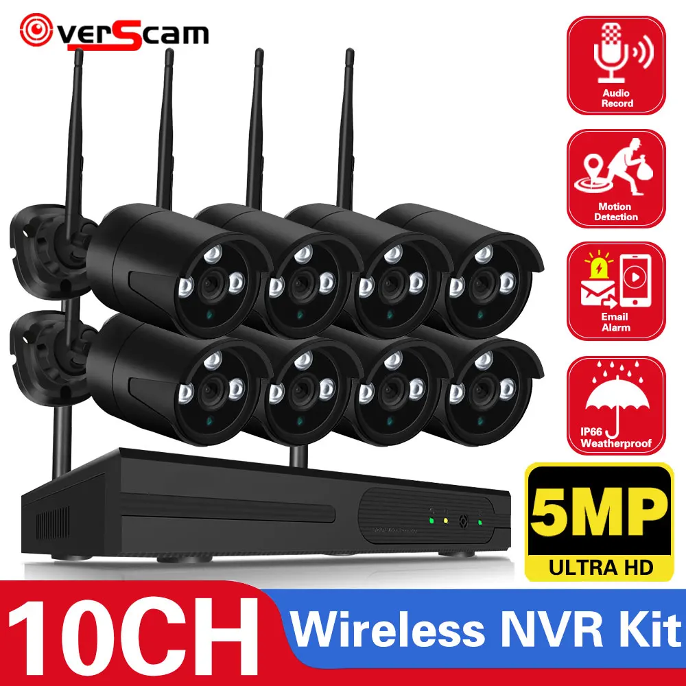 

ESeeCloud 5MP WIFI Security System 10CH Wireless NVR Recorder H.265+ Outdoor Security Camera Audio Wireless Surveillance System