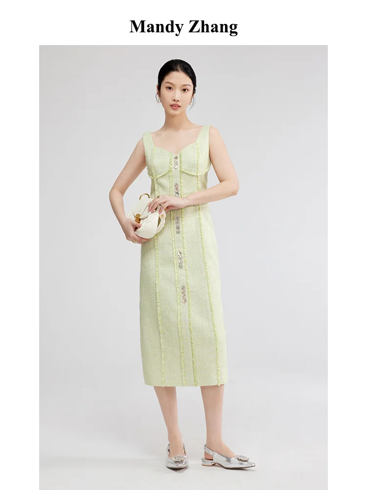 

Small Fragrance Flowing Suu Vest Dress for Women Showing Thin Temperament and Texture Small Long Dress Summer