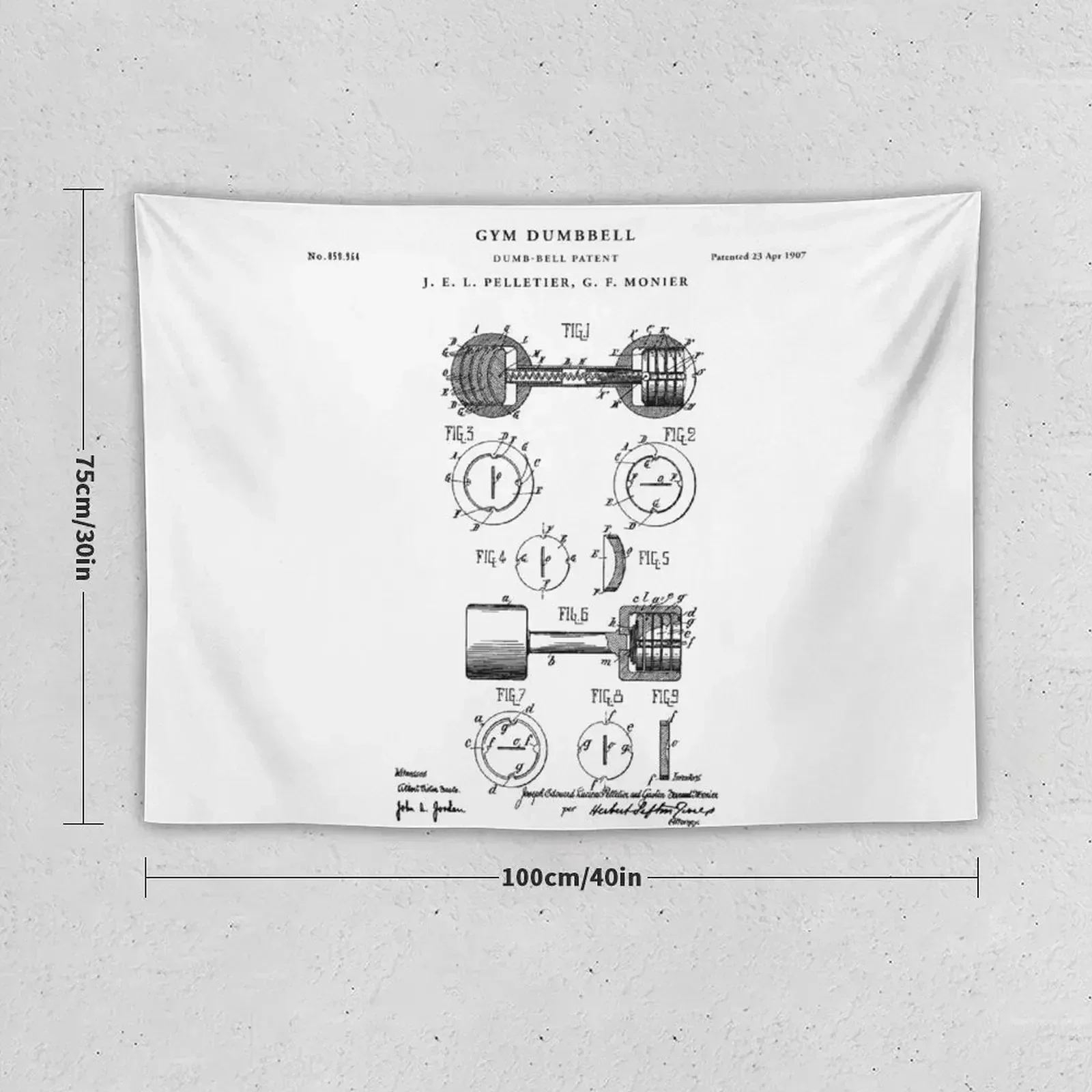 Патентный гобелен для спортзала Dubbell украшения комнаты эстетический дома