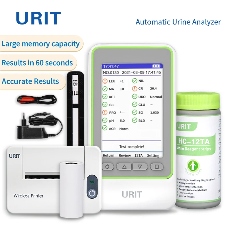URIT 12 in One Urine Test Analyzer LCD Home Portable Mini urinalysis test machine+100pcs Test Strips Renal function detector