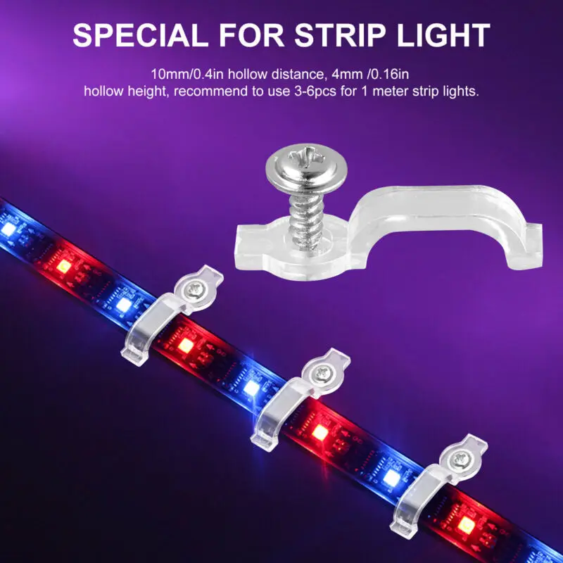 

50/100 Mounting Brackets Clip One-Side Fixing Clips Screws Clips For 3528/5050/5630/3014 LED Strip Wire Line Fixing Nail Bracke