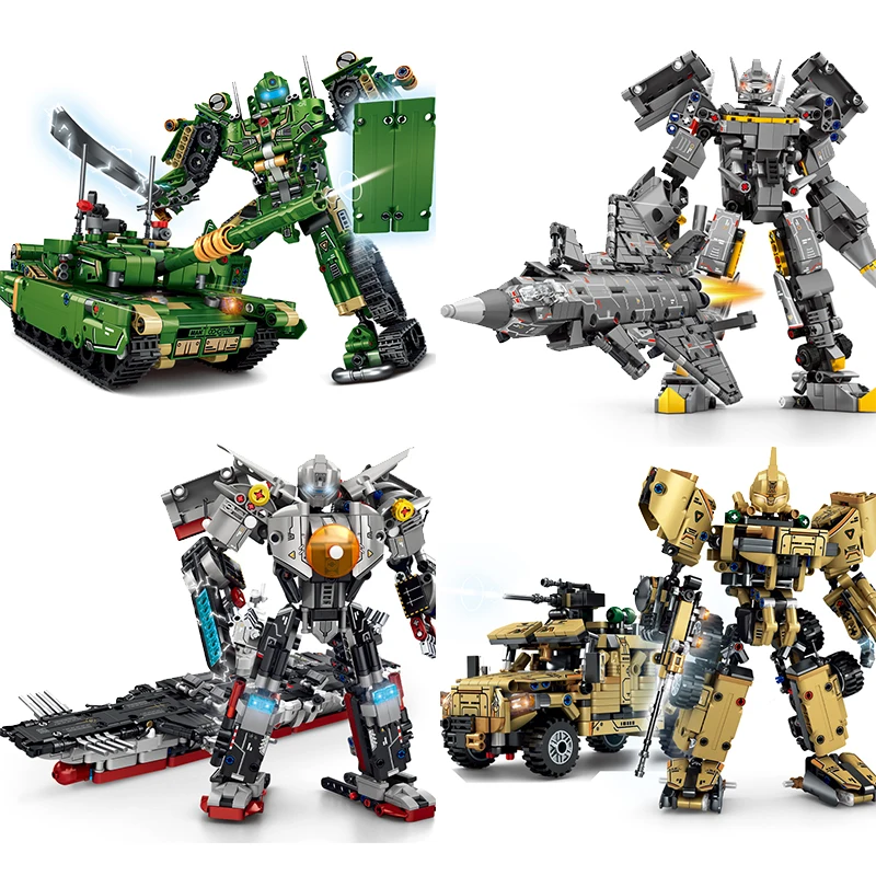 

Новый робот-трансформер 2 в 1, армированный автомобиль, Современные Военные строительные блоки, наборы моделей кукол, детские игрушки