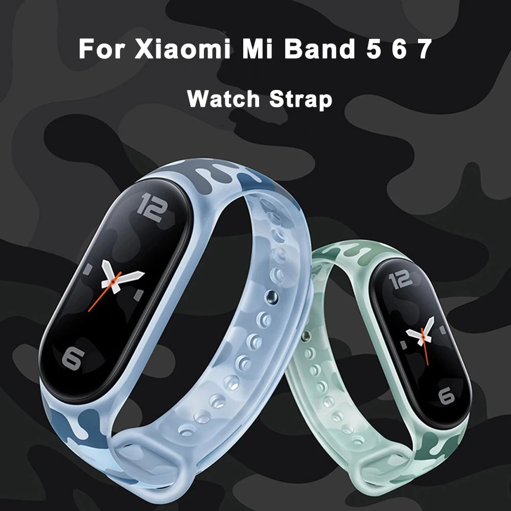 Ремешок Камуфляжный для xiaomi mi band 7 силиконовый браслет часов xiomi7 correa не