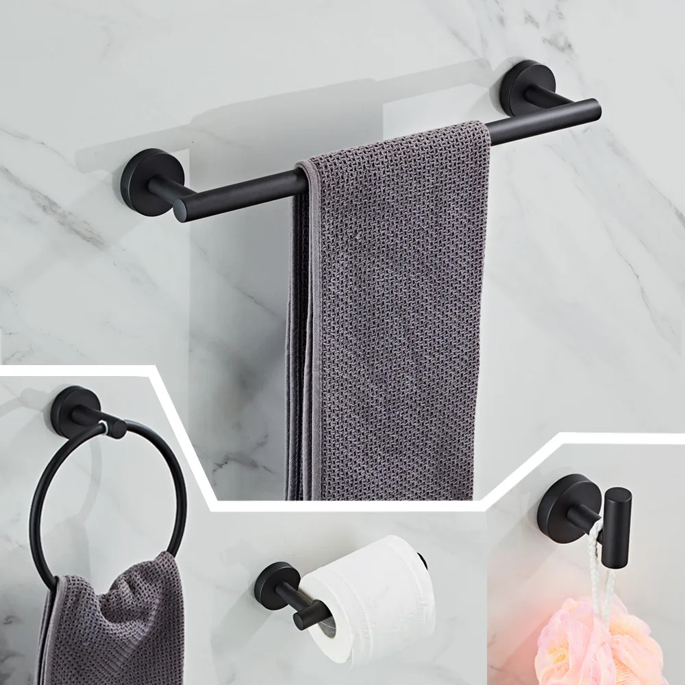 

Silver Bathroom Hardware Set Bathroom Towel Rack Wall Mount Towel Bar Set Include Hand Towel Bar Toilet Paper Holder Towel Ring