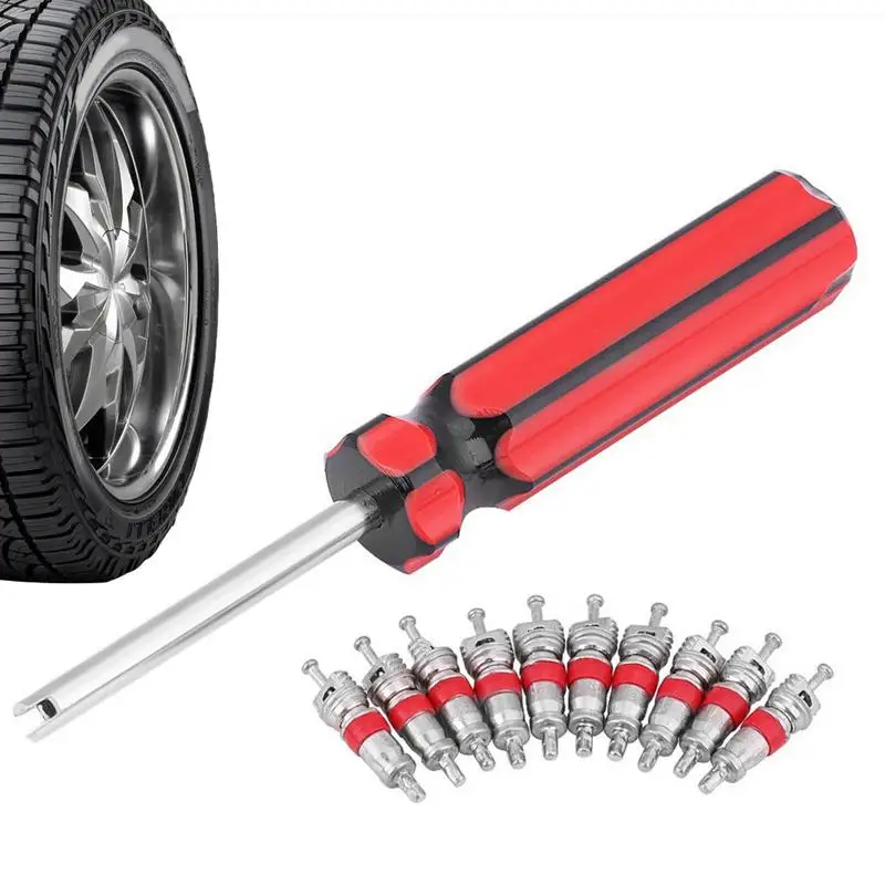 

10pcs Tyre Valve Core Insert With Remover Tool Tire Repair Tool Valve Core Wrench Screwdriver For Car Bike Motorcycle Wheel New