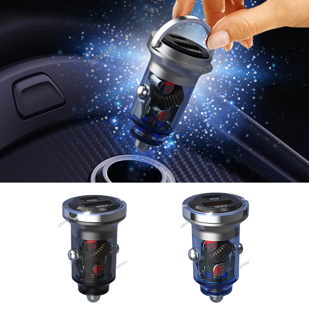 

120W PD QC3.0 Car Charger Cigarette Lighter Mini Quick Charger Travel For iPhone 14 For XIAOMI Samsung Super Fast Charging