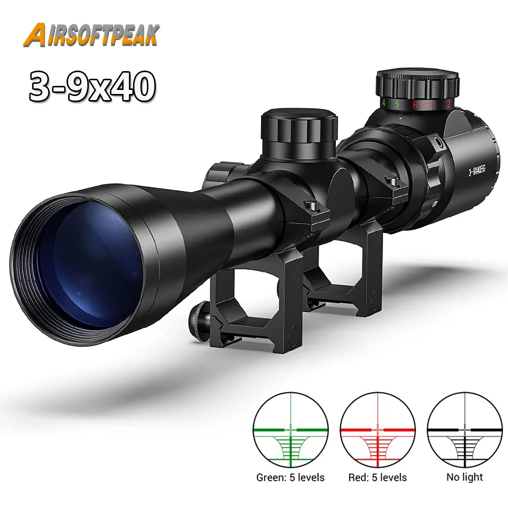 

Tactical Rifle Scope 3-9x40 Red Green Rangefinder Illuminated Optical Sight Airsoft Hunting Riflescope For 11/20mm Rail Mount