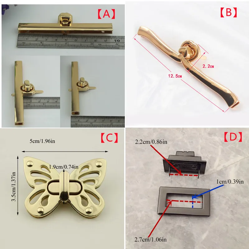 DIY Craft Bag Purse Metal Clasp Turn Locks Closure Hardware Buckle Turn Twist Lock Bag Clasp Hardware Lock Bag Accessory 1PC