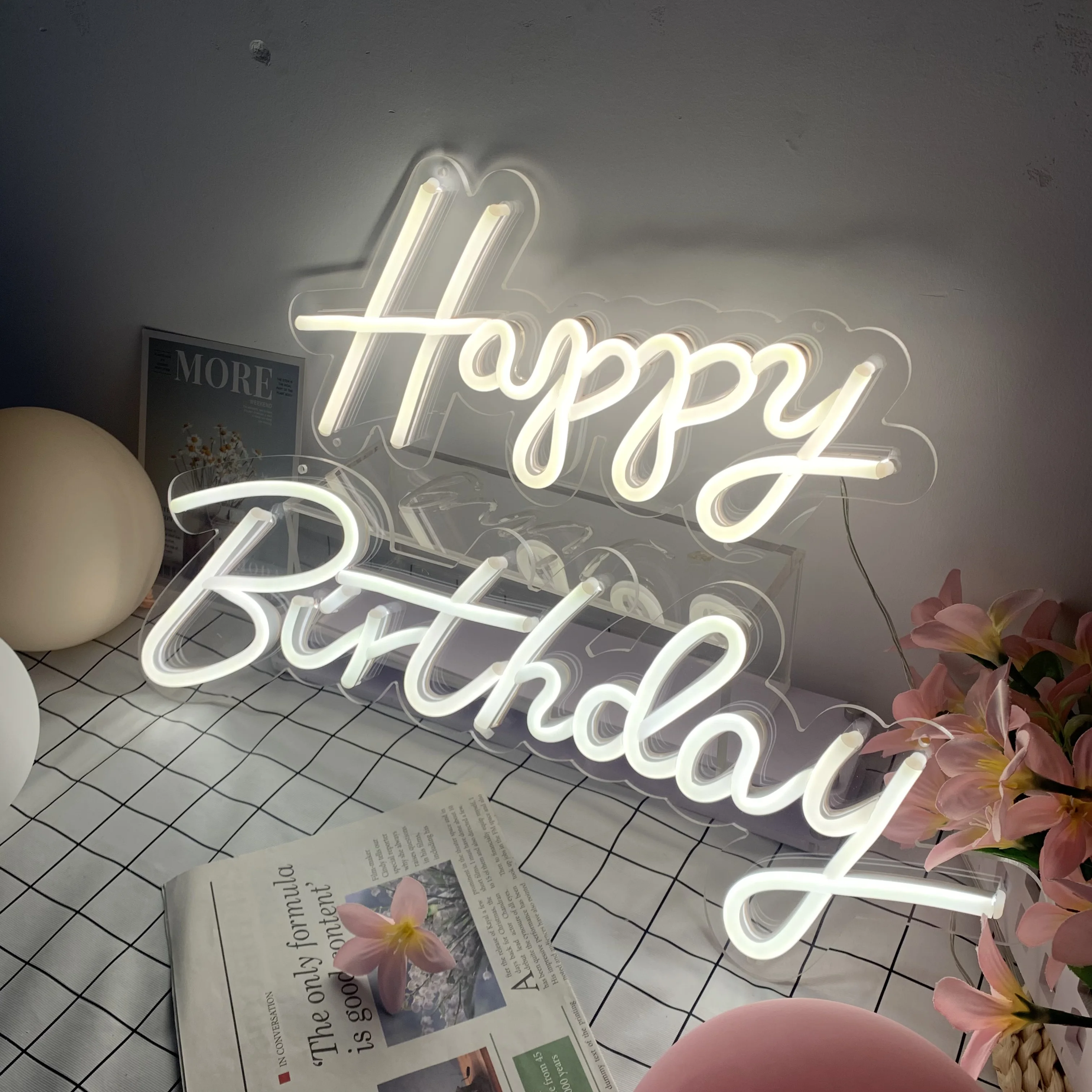 

Happy Birthday Neon Sign with Dimmable Switch Party Decoration