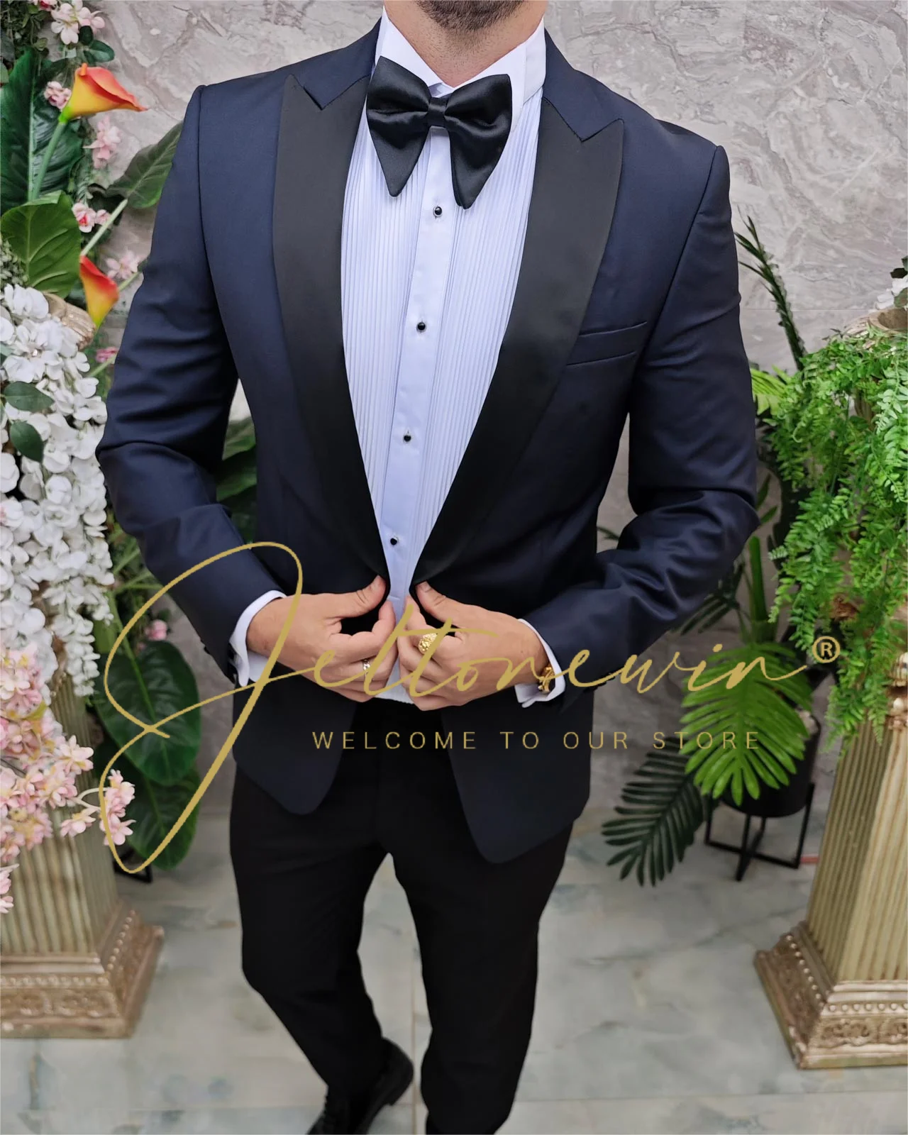 Костюм мужской из 2 предметов пиджак с лацканами брюки Роскошный Блейзер