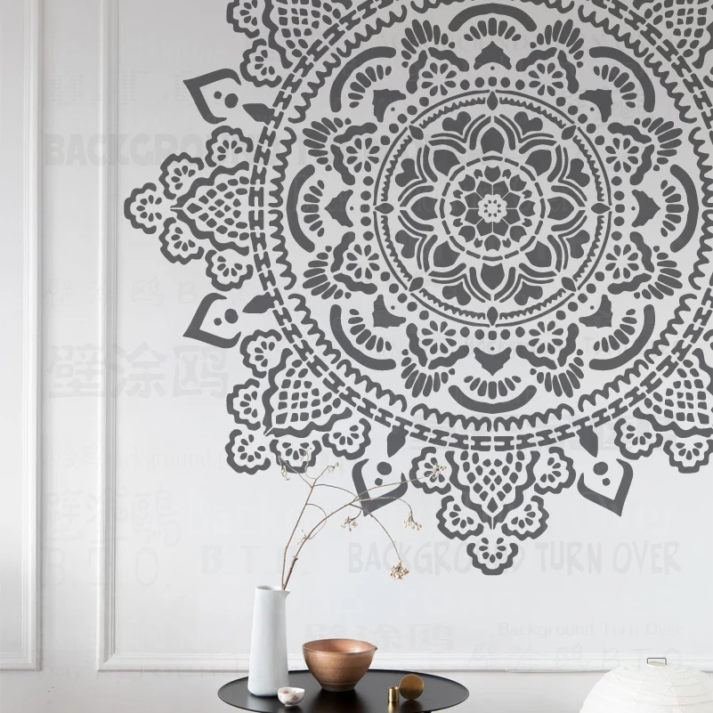 80cm - 120cm Stencil For Painting Decor Wall Plaster Template To Paint Larges Rococo Huge Giant Mandala Round Flower Lotus S268