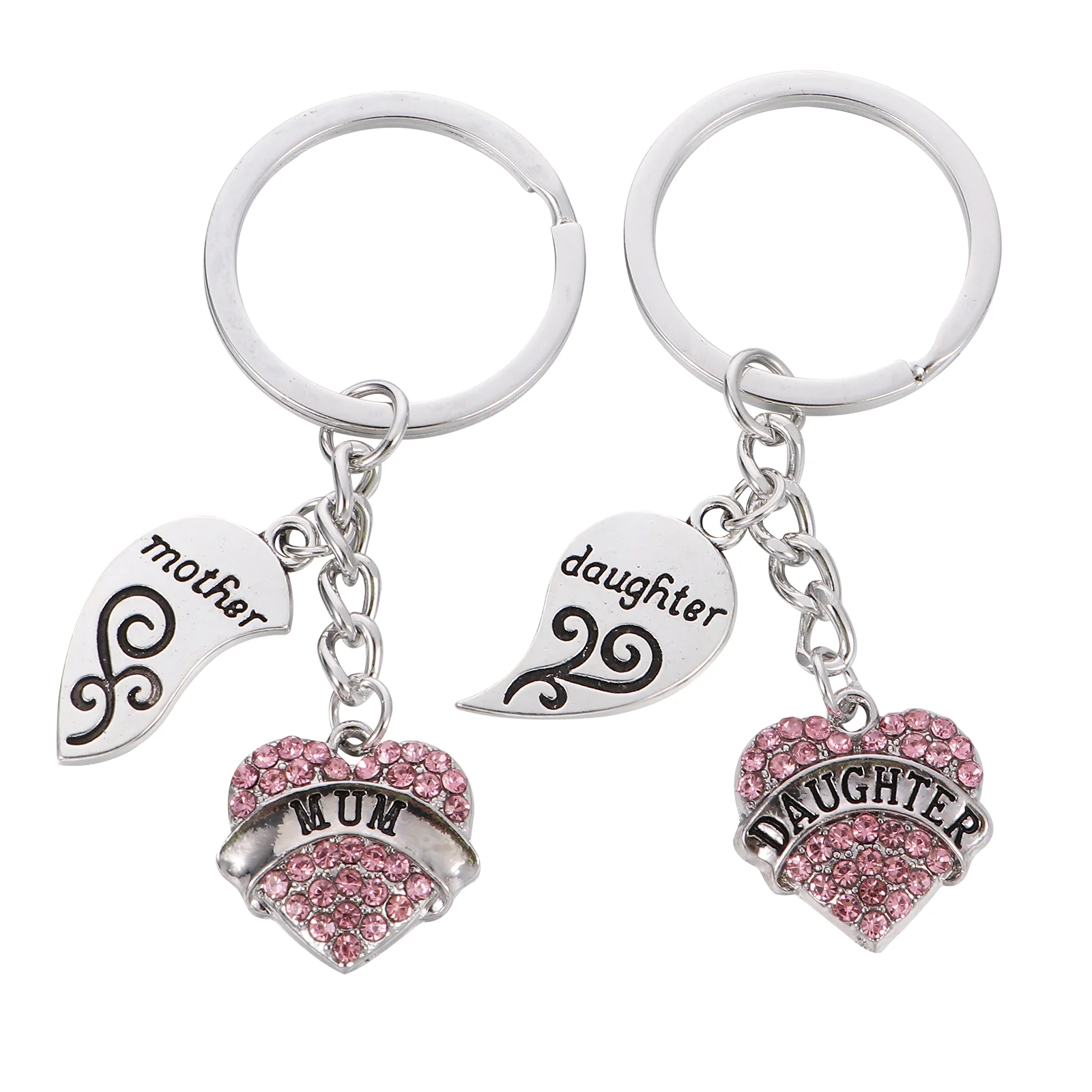 

Daughter Keychain Mother Mom Heart Pendant Gifts Keyrings Key Rhinestone Set Keyring Day Gift Birthday Puzzlejewelry Chain