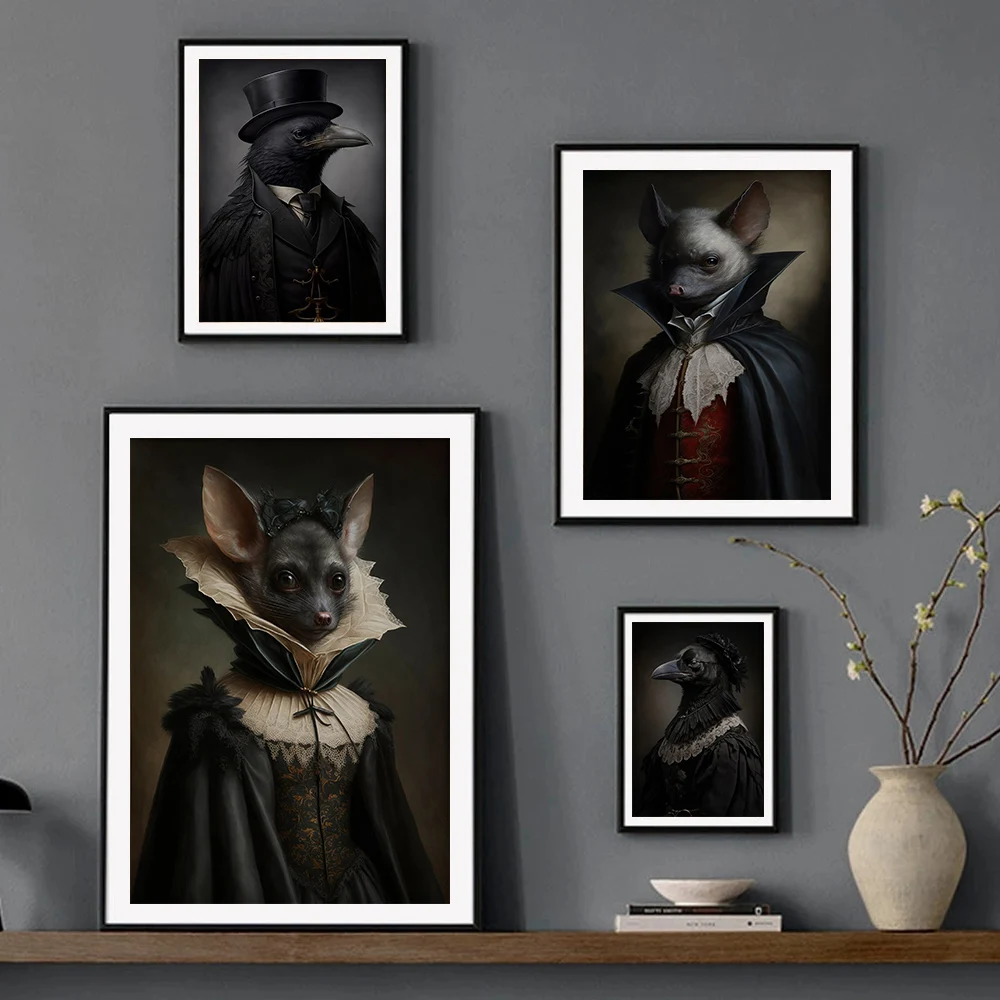 Художественный постер с изображением темных академических животных принты для